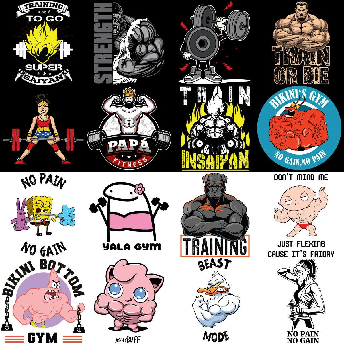 55 GYM Fitness Popculture Designs Bundle PNG