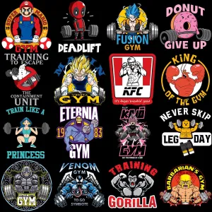 55 GYM Fitness Popculture Designs Bundle PNG