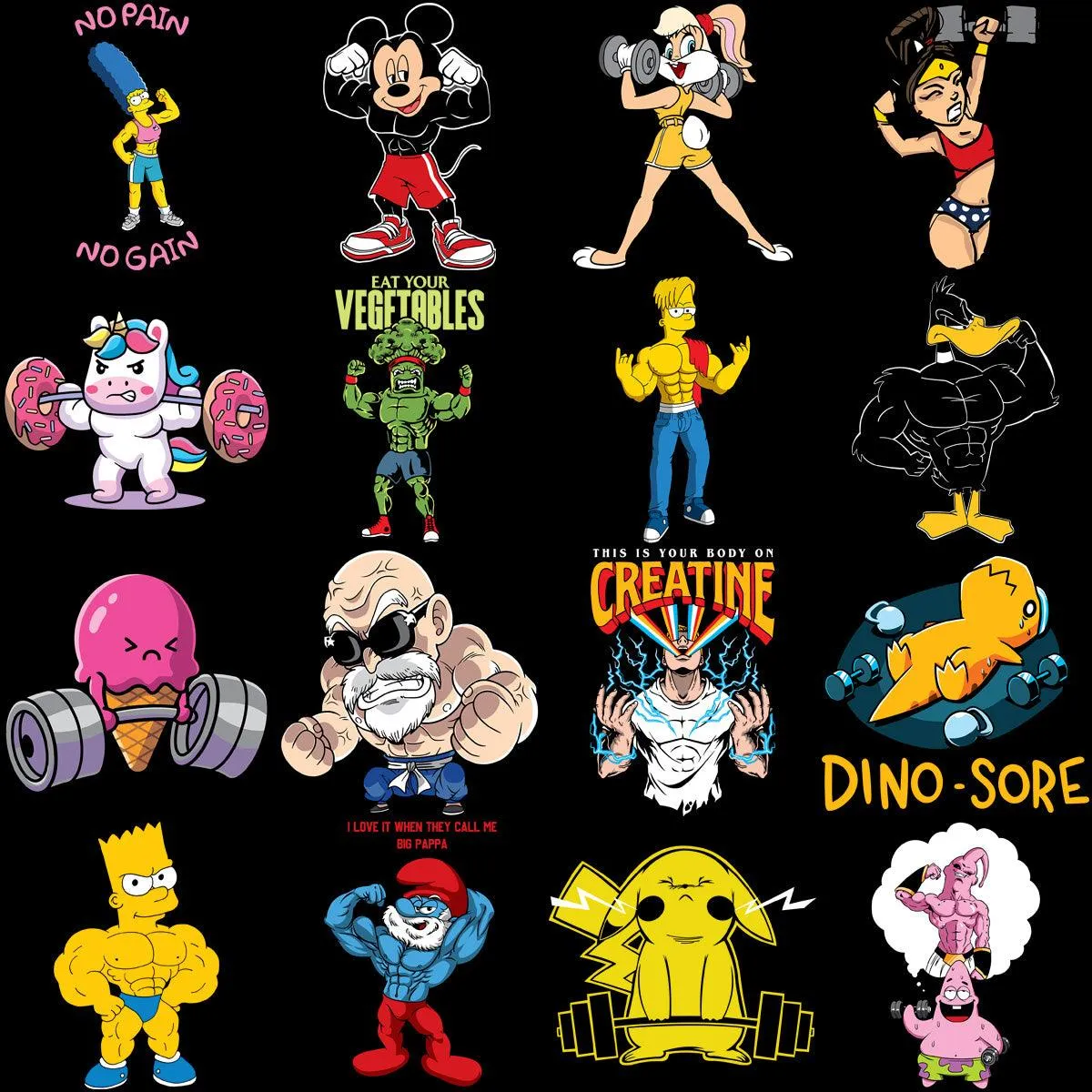 55 GYM Fitness Popculture Designs Bundle PNG