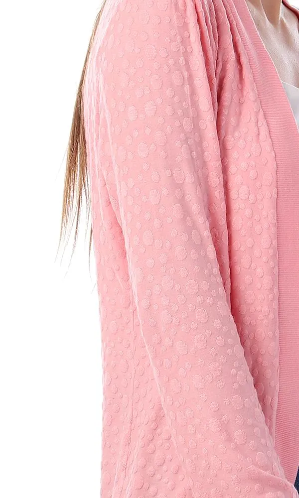 57733 Self Polka Dots Pink Slip On Cardigan