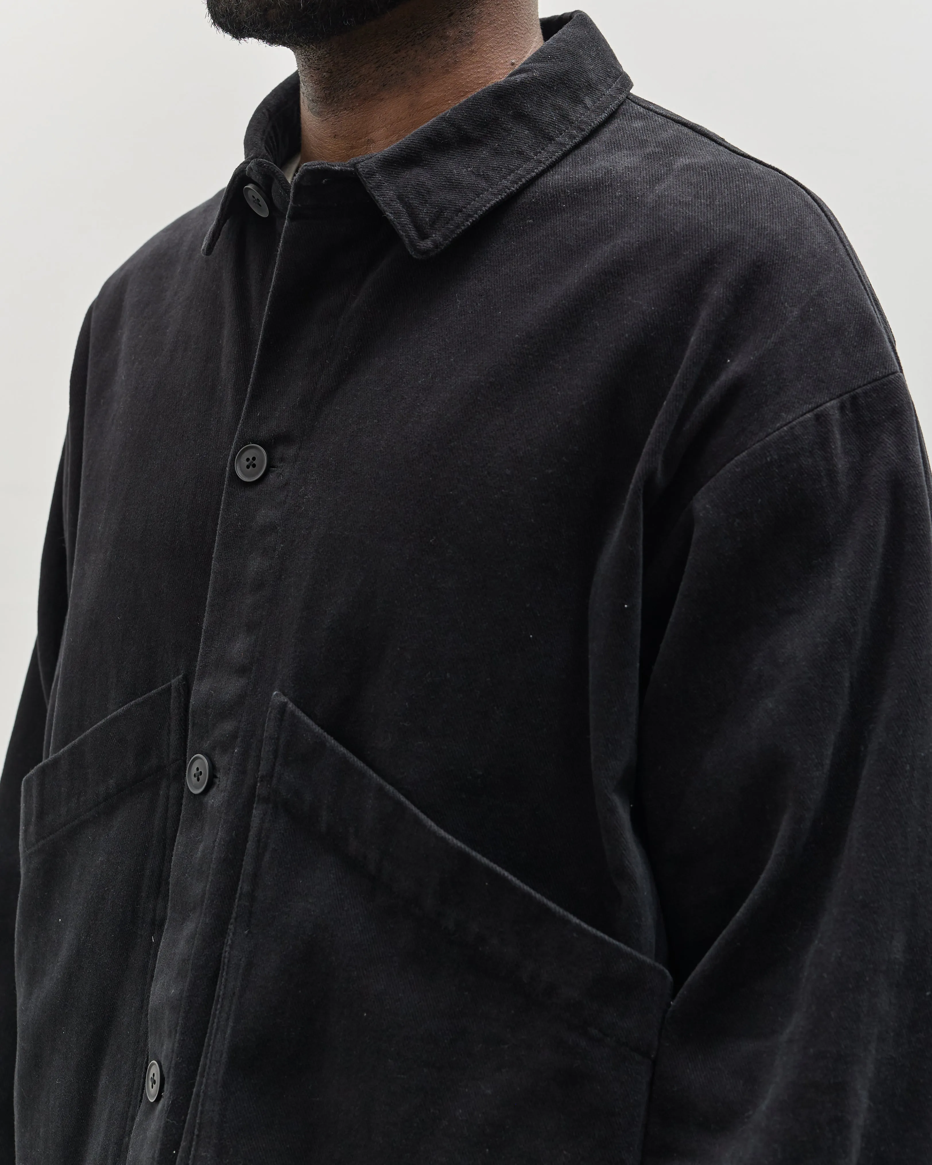 7115 Unisex Panel Pocket Shirt Jacket, Black Heavy Canvas