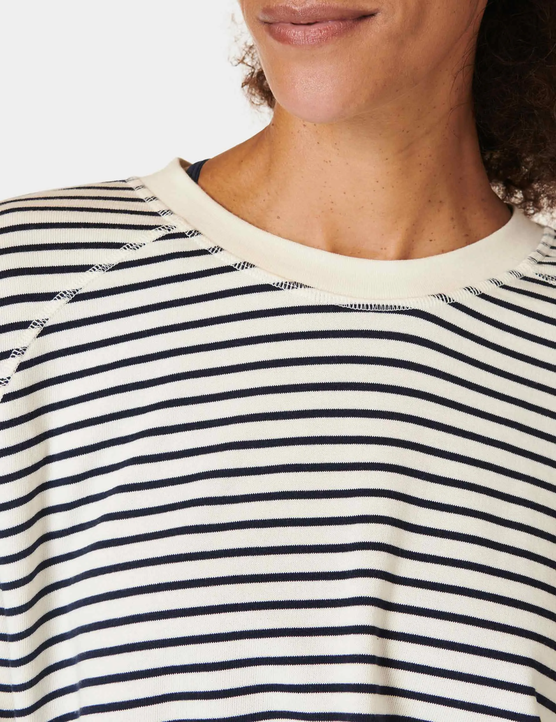 After Class Crop Sweatshirt - Lily White Stripe