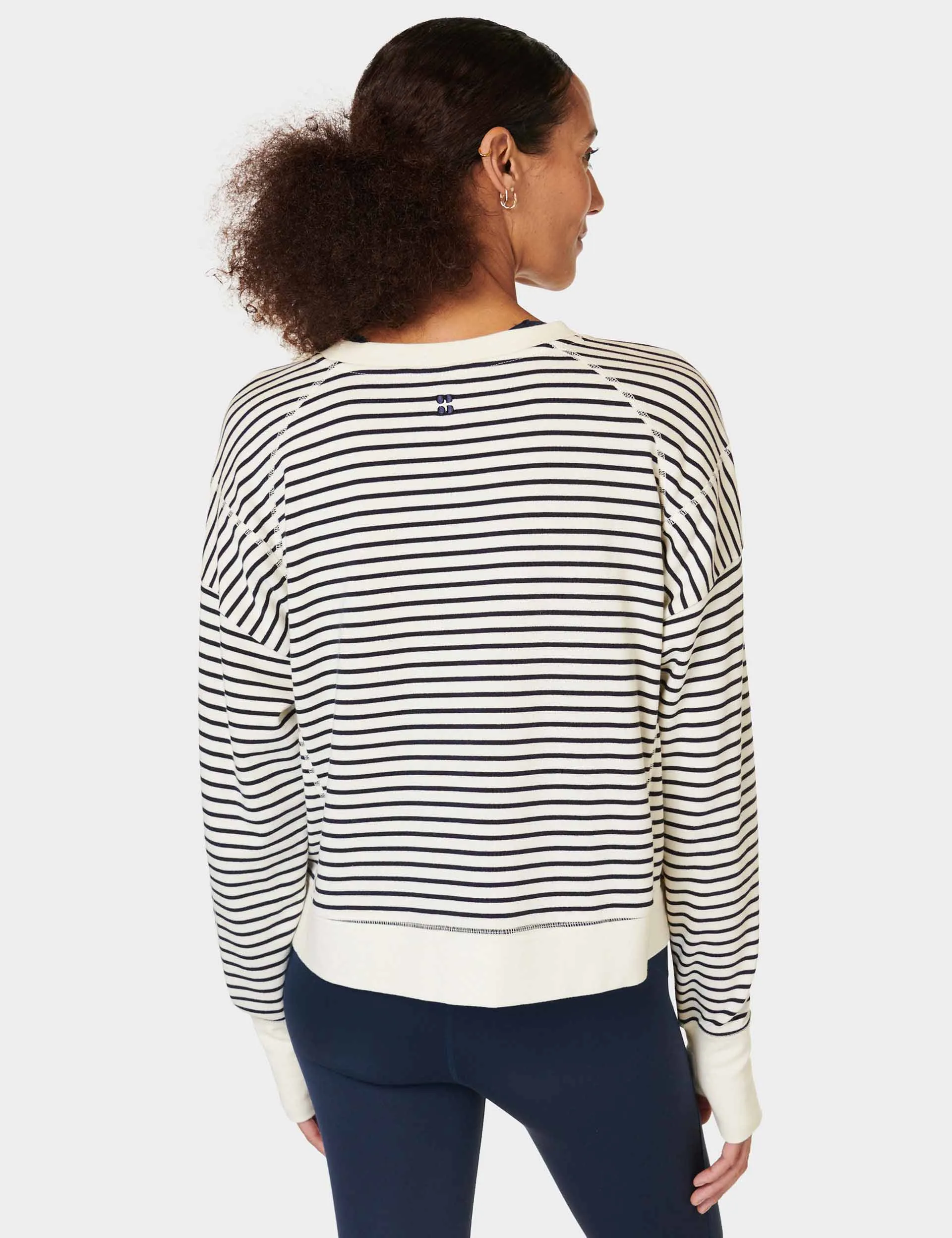 After Class Crop Sweatshirt - Lily White Stripe