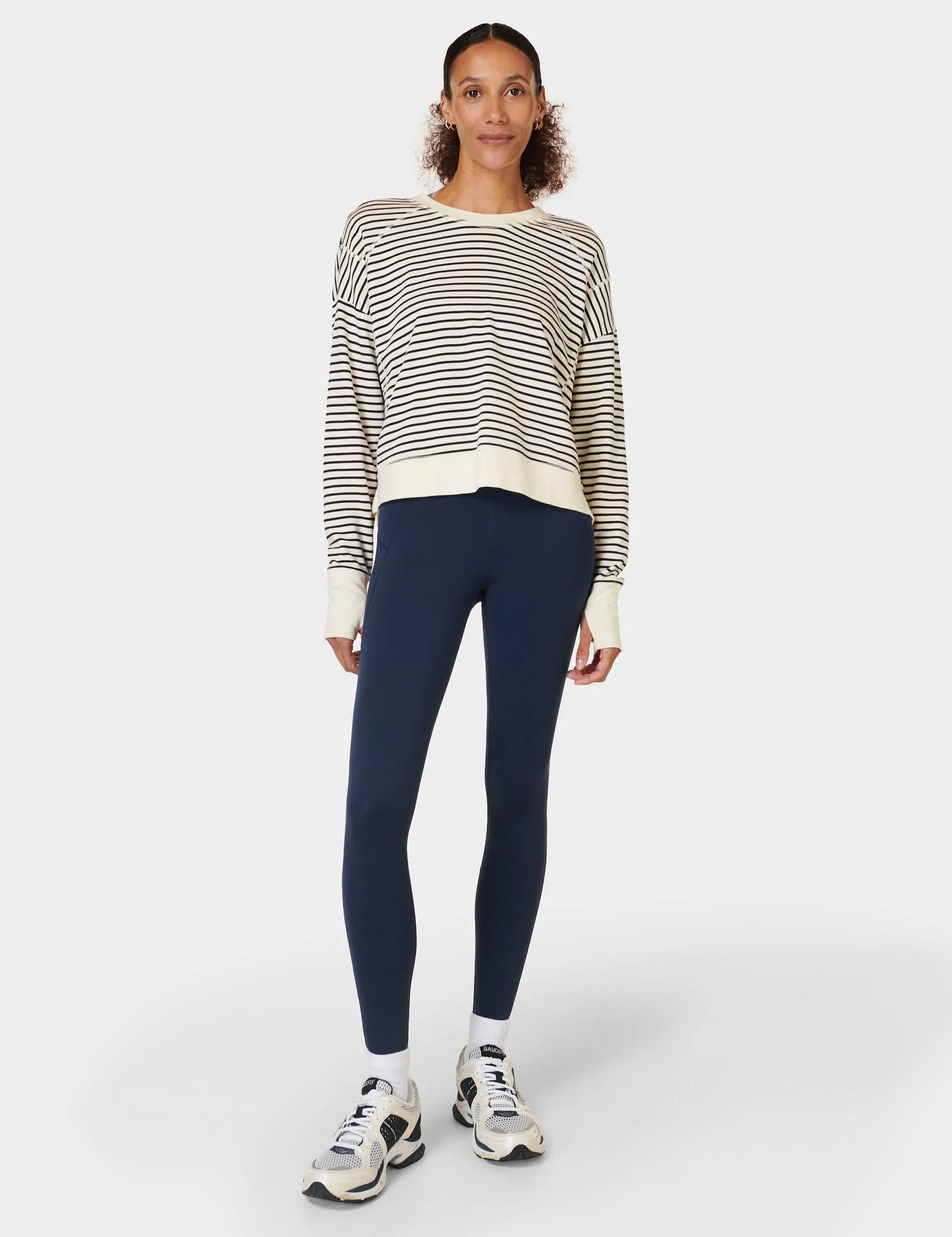 After Class Crop Sweatshirt - Lily White Stripe