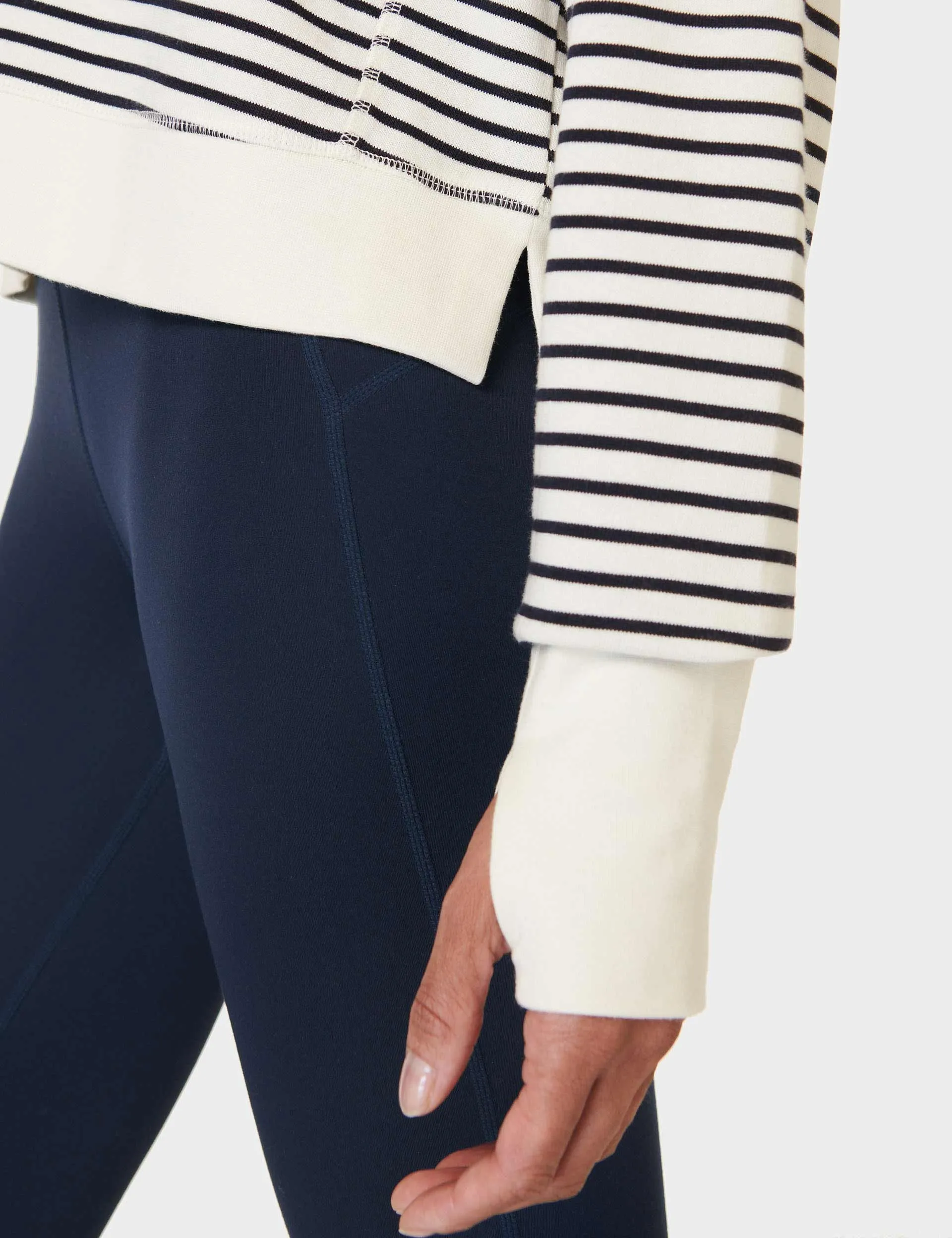 After Class Crop Sweatshirt - Lily White Stripe