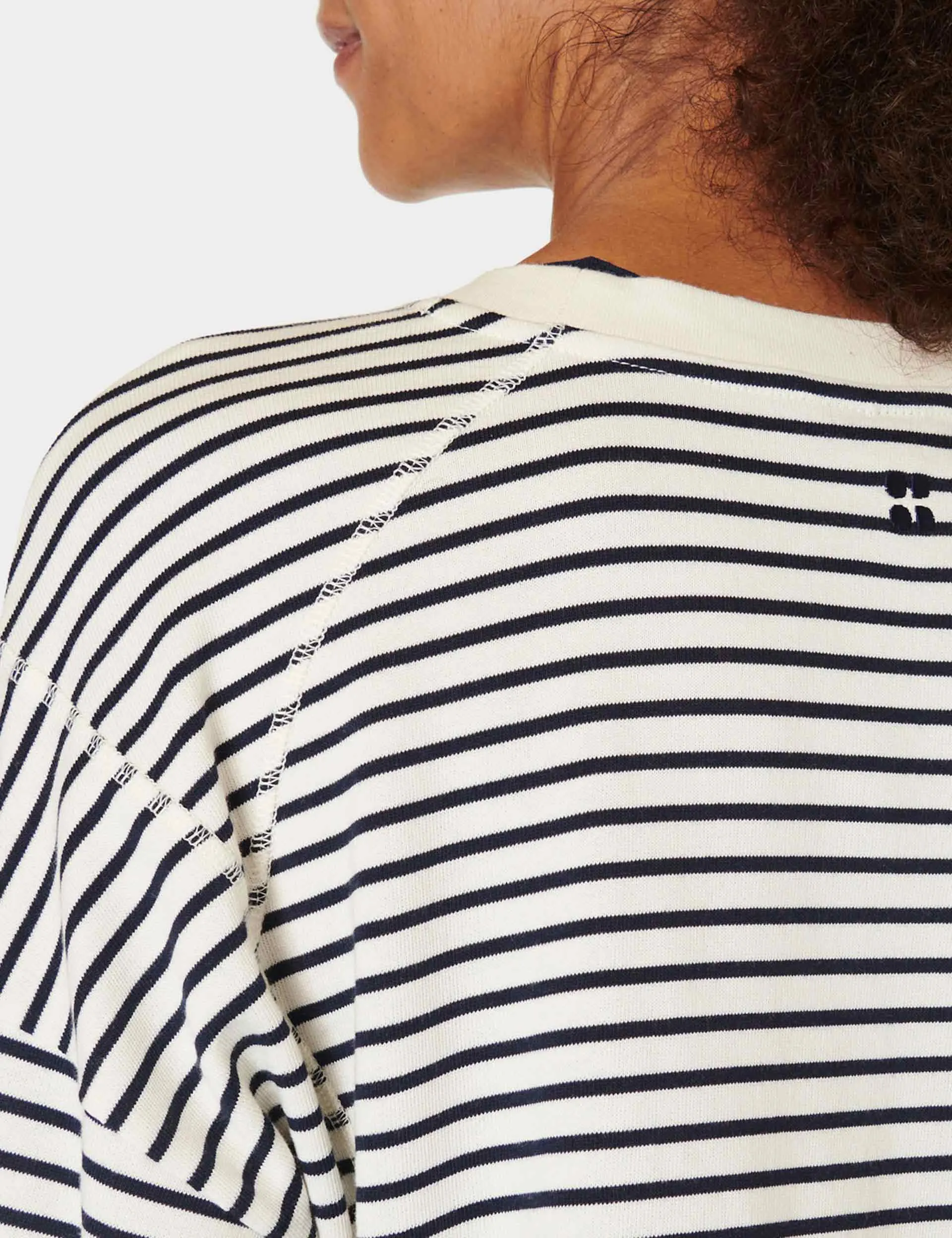 After Class Crop Sweatshirt - Lily White Stripe