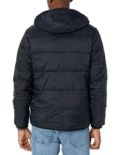 Amazon Essentials Men's Long-Sleeve Water-Resistant Sherpa-Lined Puffer Jacket, Black, Large