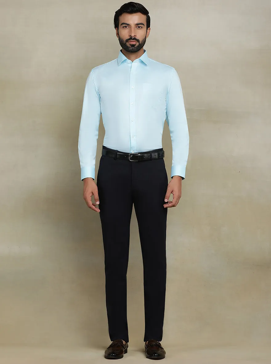 Aqua Blue Solid Regular Fit Formal Shirt | JadeBlue