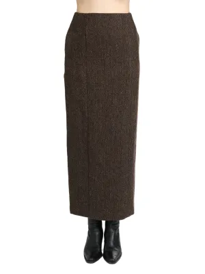 AURALEE - Women Lama Shetland Wool Tweed Skirt