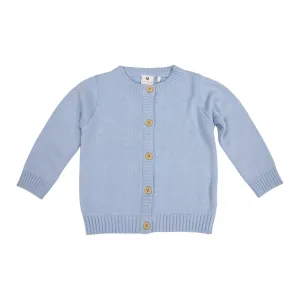 Blue Cotton Knit Cardigan