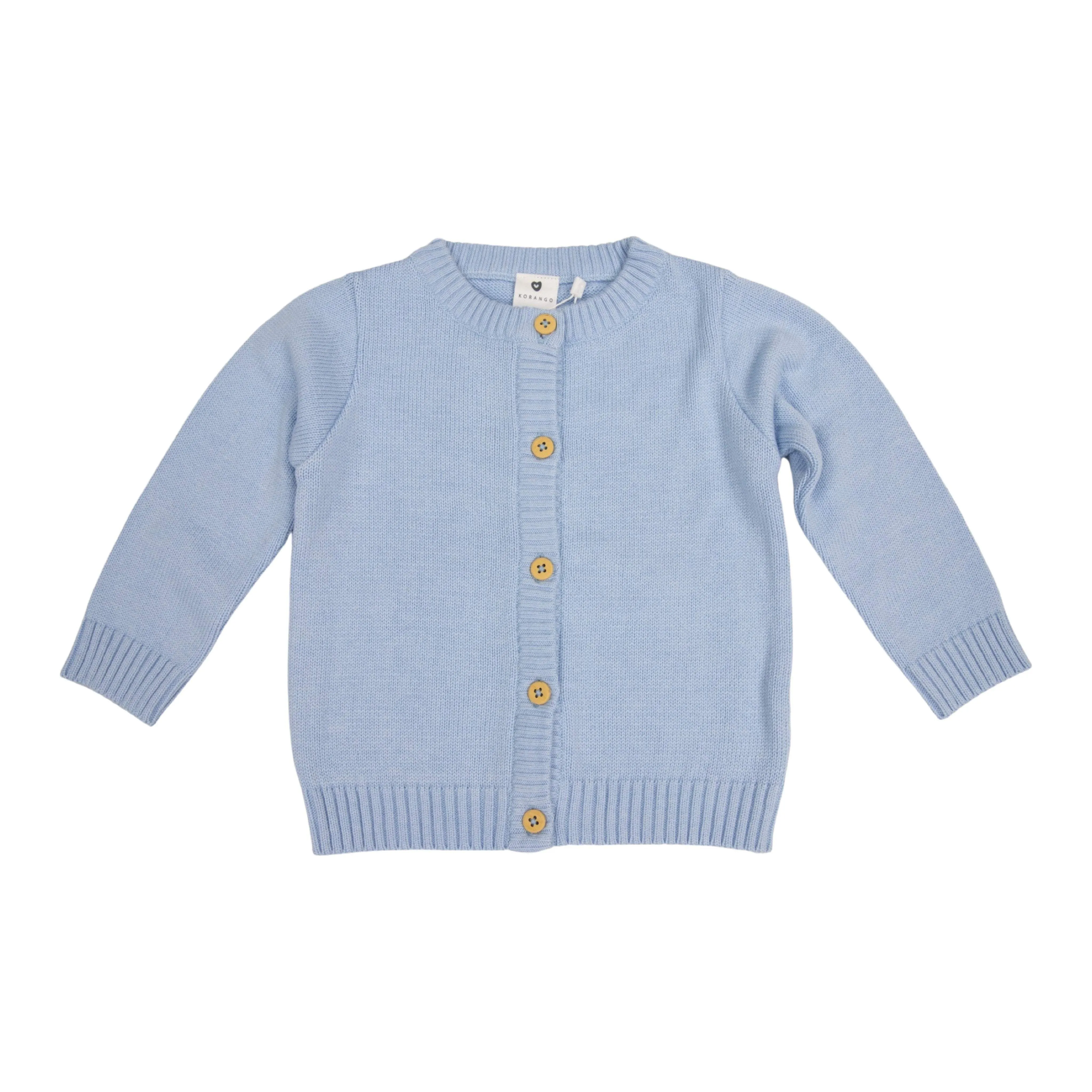 Blue Cotton Knit Cardigan