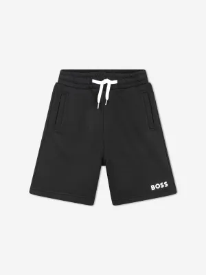 BOSS Boys Logo Print Shorts in Black