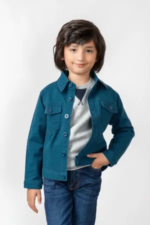 Boys Teal Twill Jacket