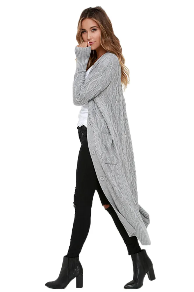 Cable Knit Long Cardigan