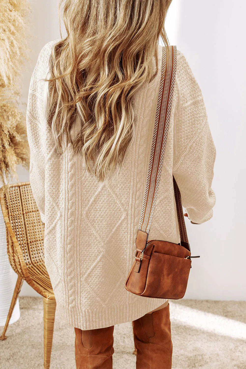 Cable Knit Loose Fit Oversized Sweater Dress