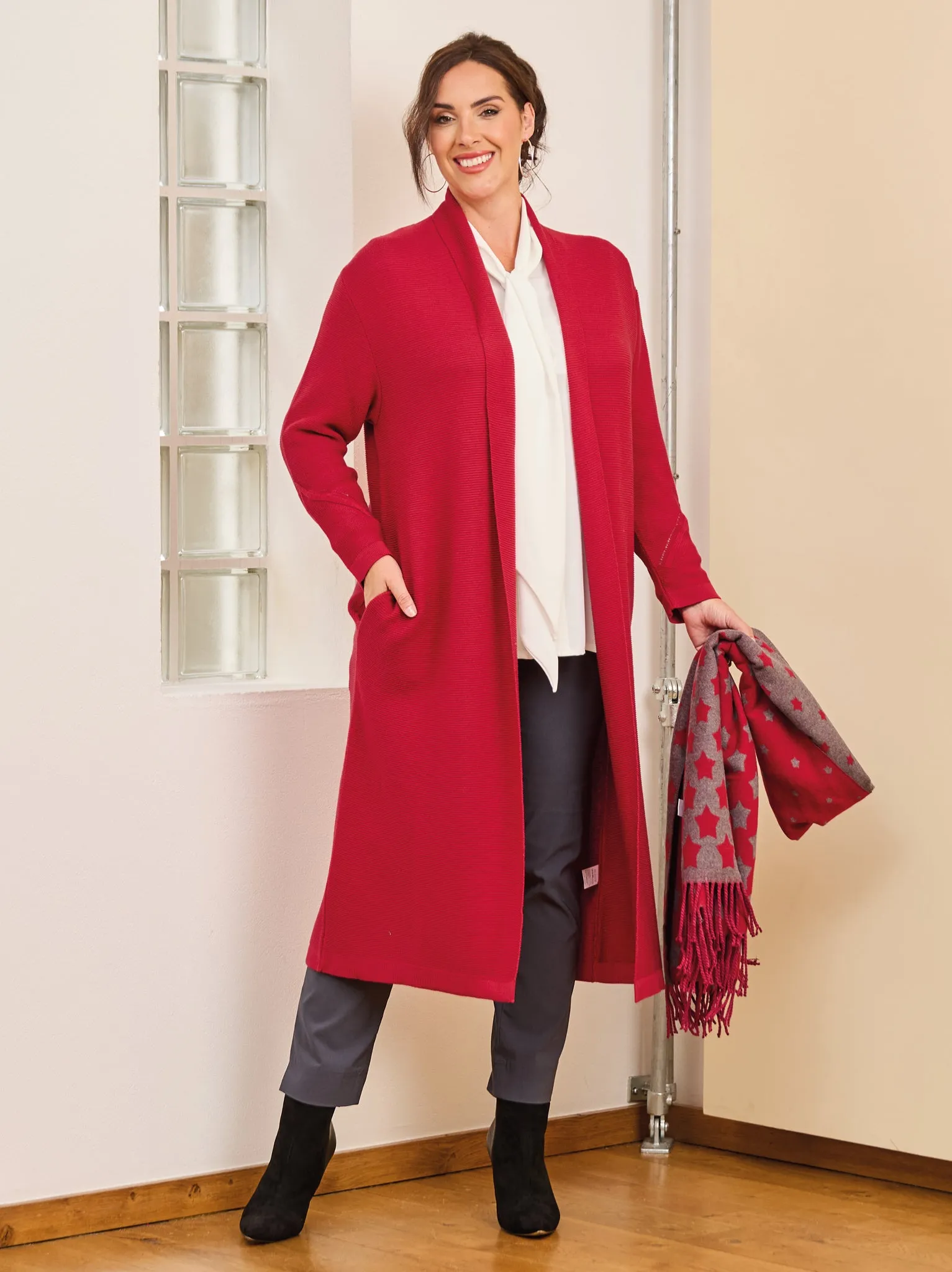 Cecily Knitted Cardigan - Ruby Red