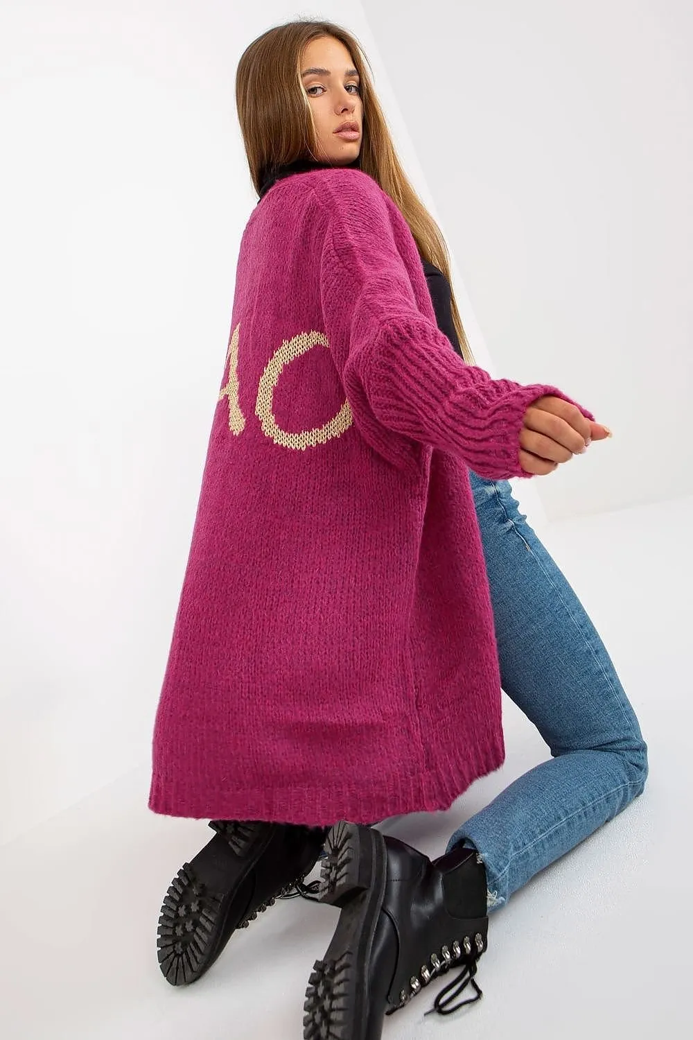 Chic Lettered Knit Cardigan for Effortless Style