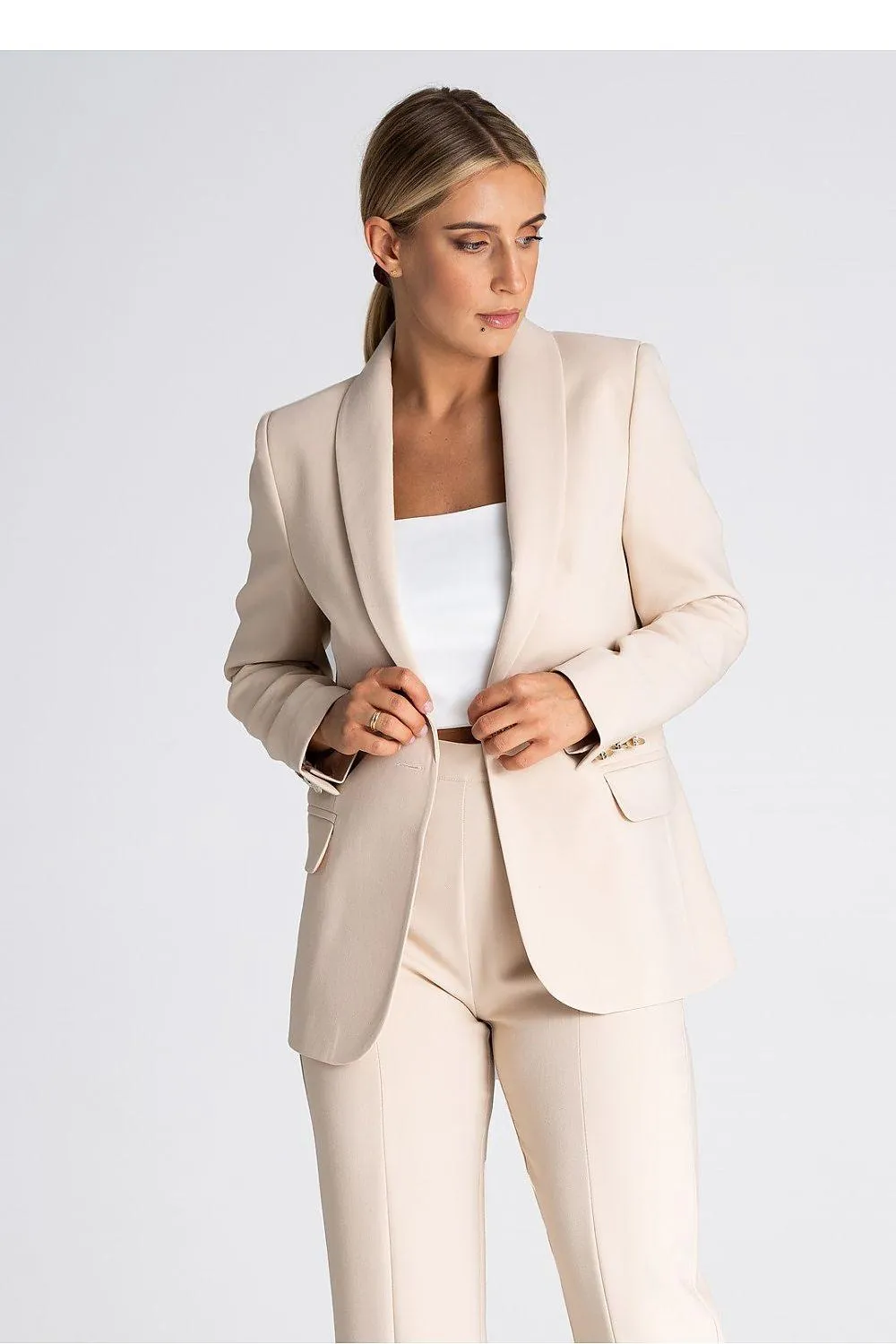 Chic Shawl Collar Blazer with Stylish Button Detail