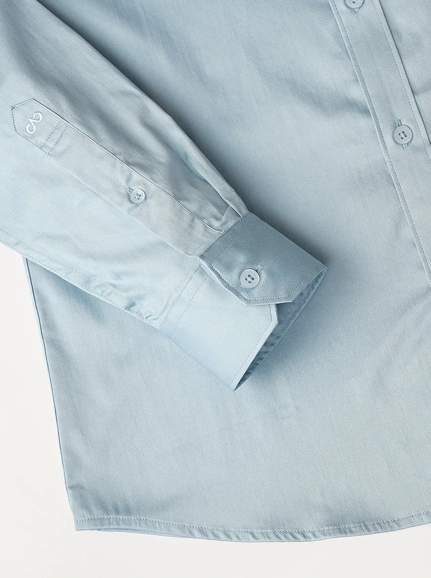 Cloud Blue Solid Slim Fit Casual Shirt | JadeBlue