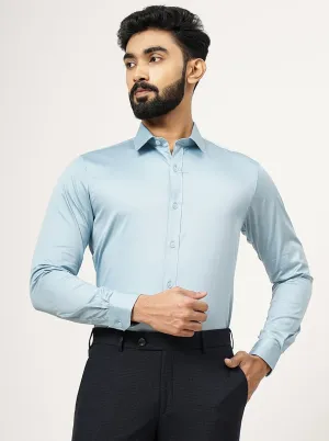 Cloud Blue Solid Slim Fit Casual Shirt | JadeBlue