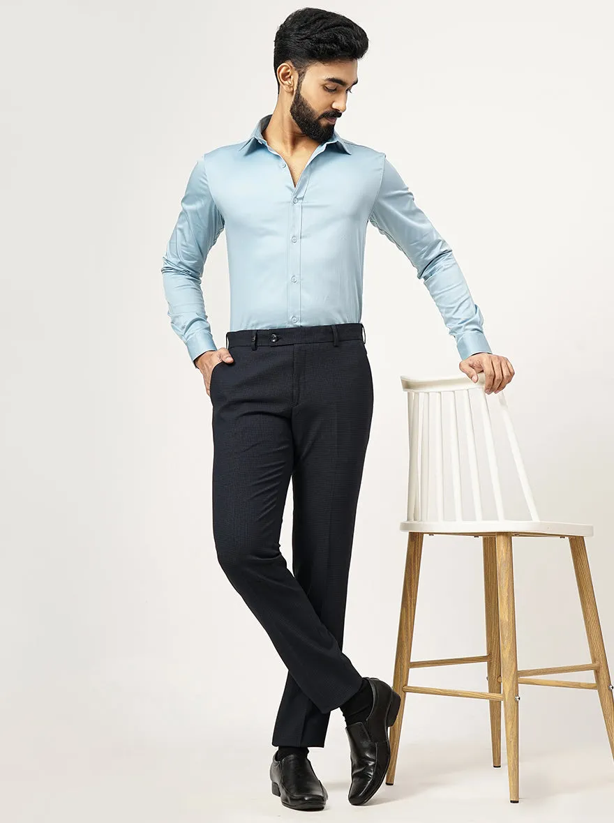 Cloud Blue Solid Slim Fit Casual Shirt | JadeBlue