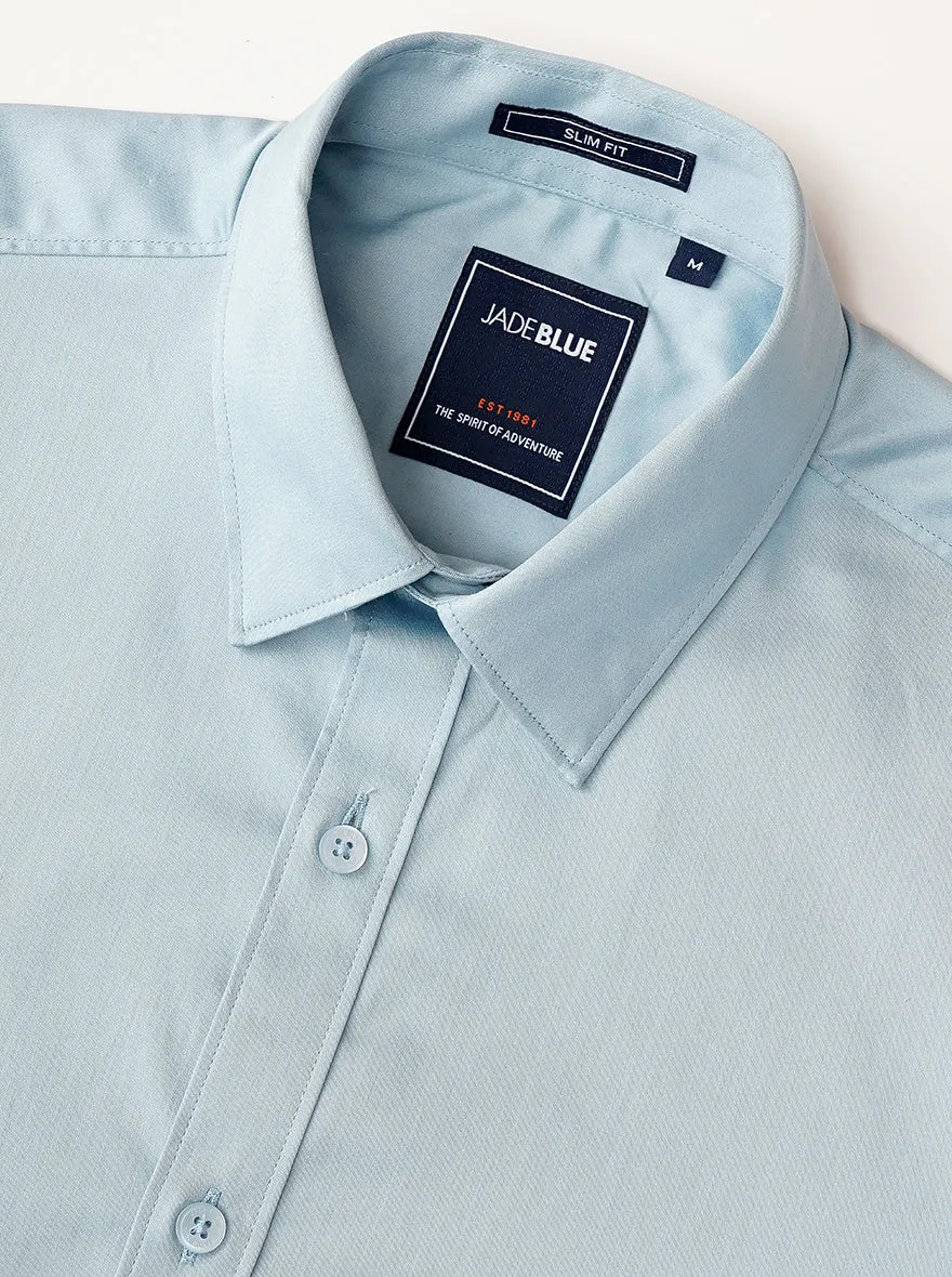 Cloud Blue Solid Slim Fit Casual Shirt | JadeBlue