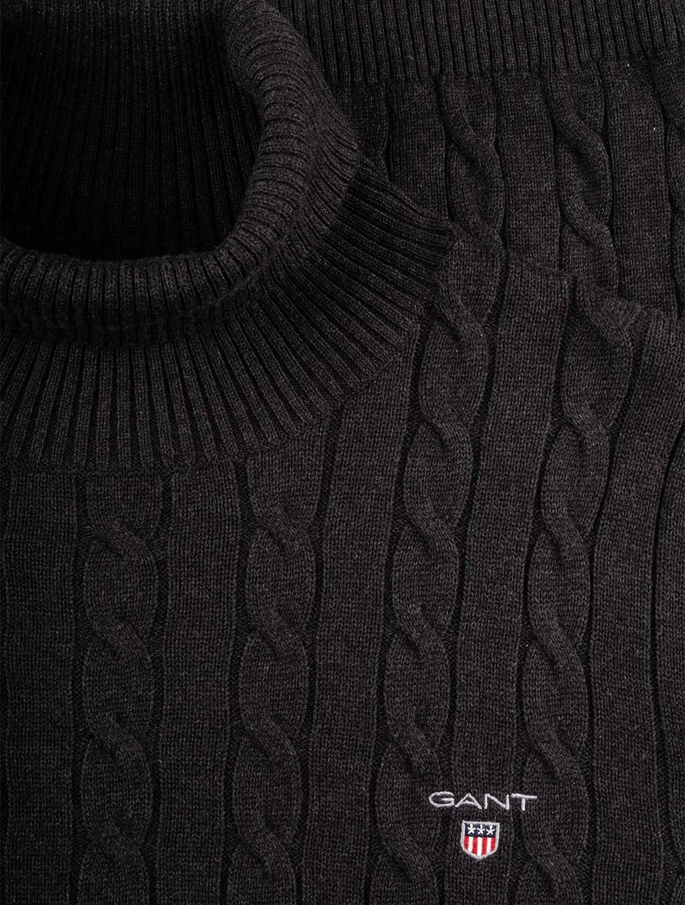 Cotton Cable Turtleneck Sweater Dark Charcoal Melange