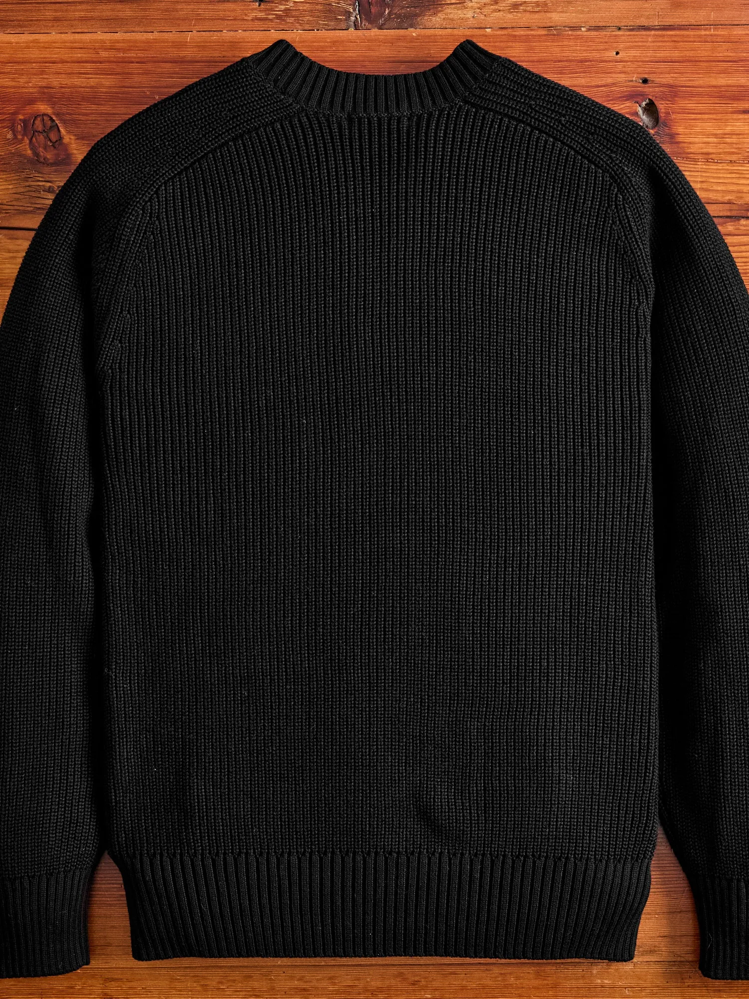 Cotton Crewneck Knit Sweater in Black