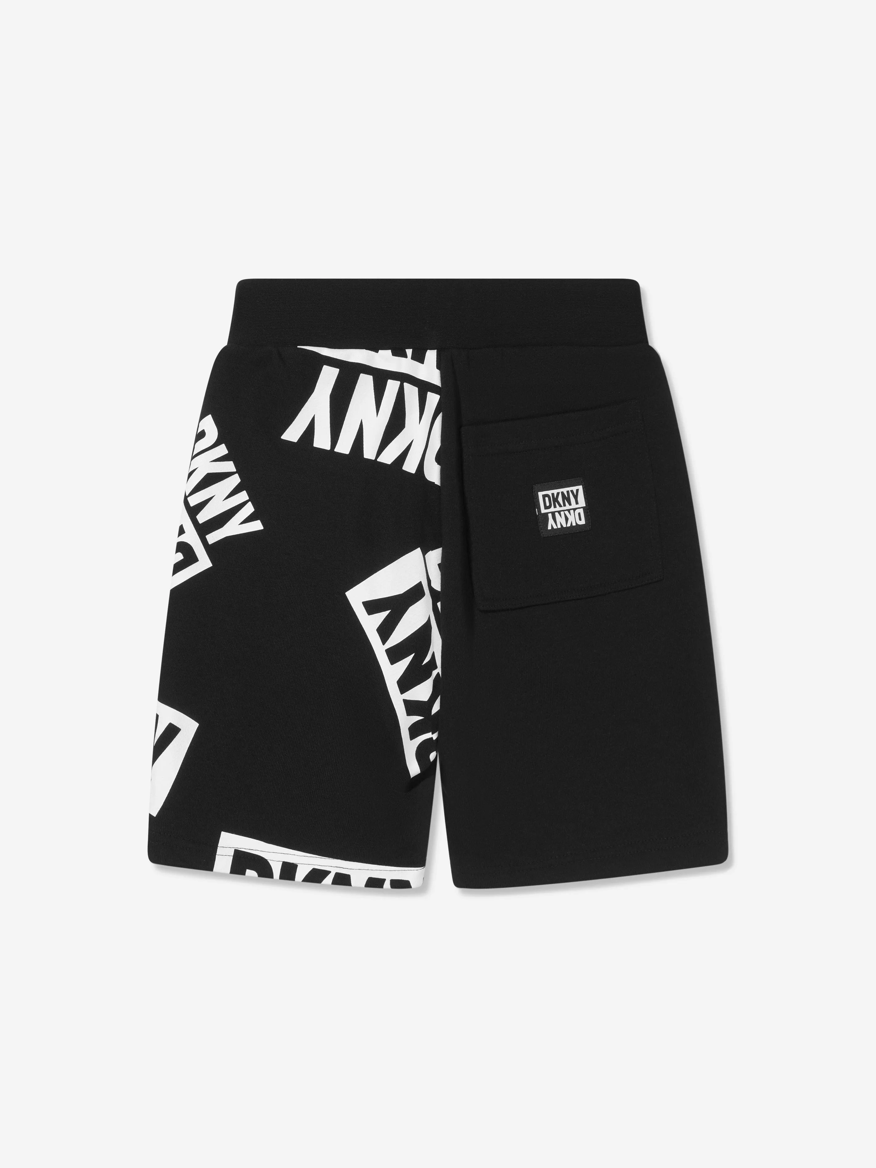 DKNY Boys Logo Print Bermuda Shorts in Black