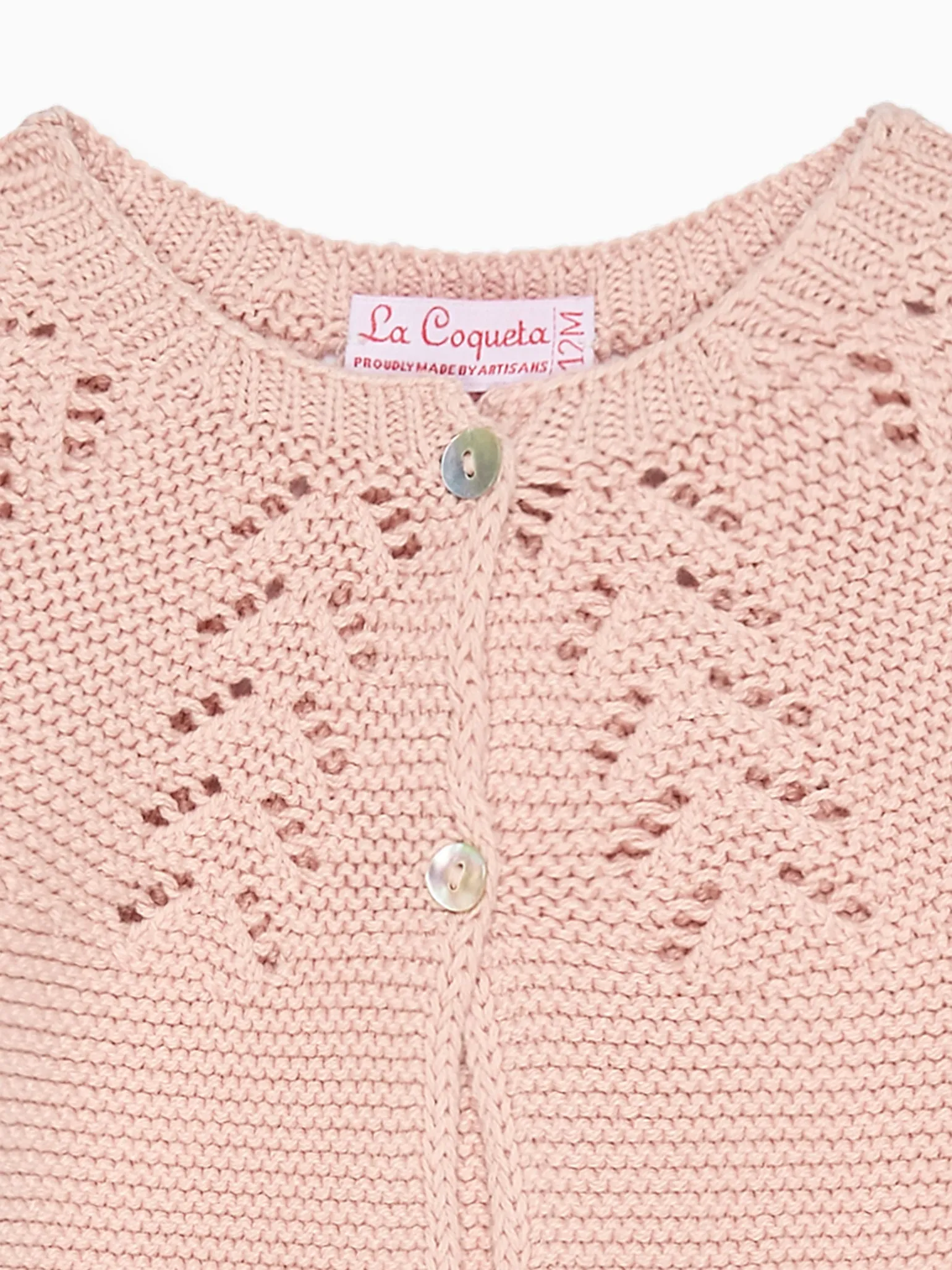 Dusty Pink Antonella Cotton Baby Girl Cardigan