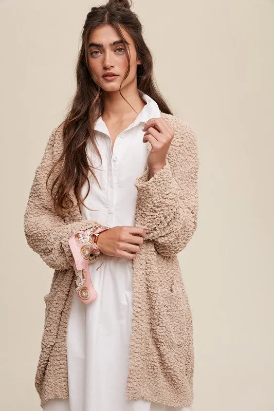 Explore More Collection - Popcorn Open Knit Cardigan Sweater