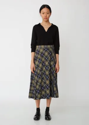 Fade Out Windowpane Checked Pleated Skirt