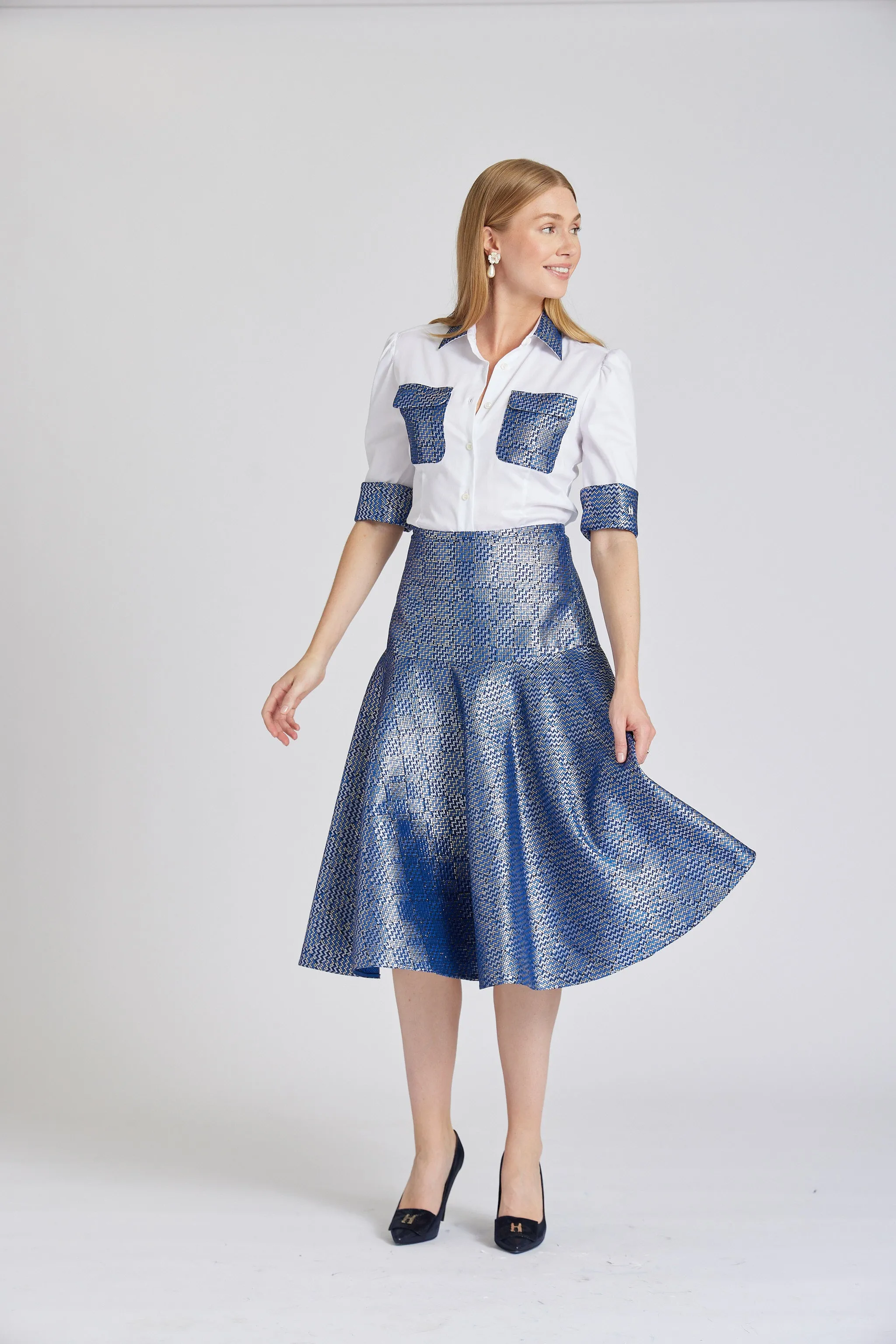 Fancy Camelia Skirt Blue Sparkle