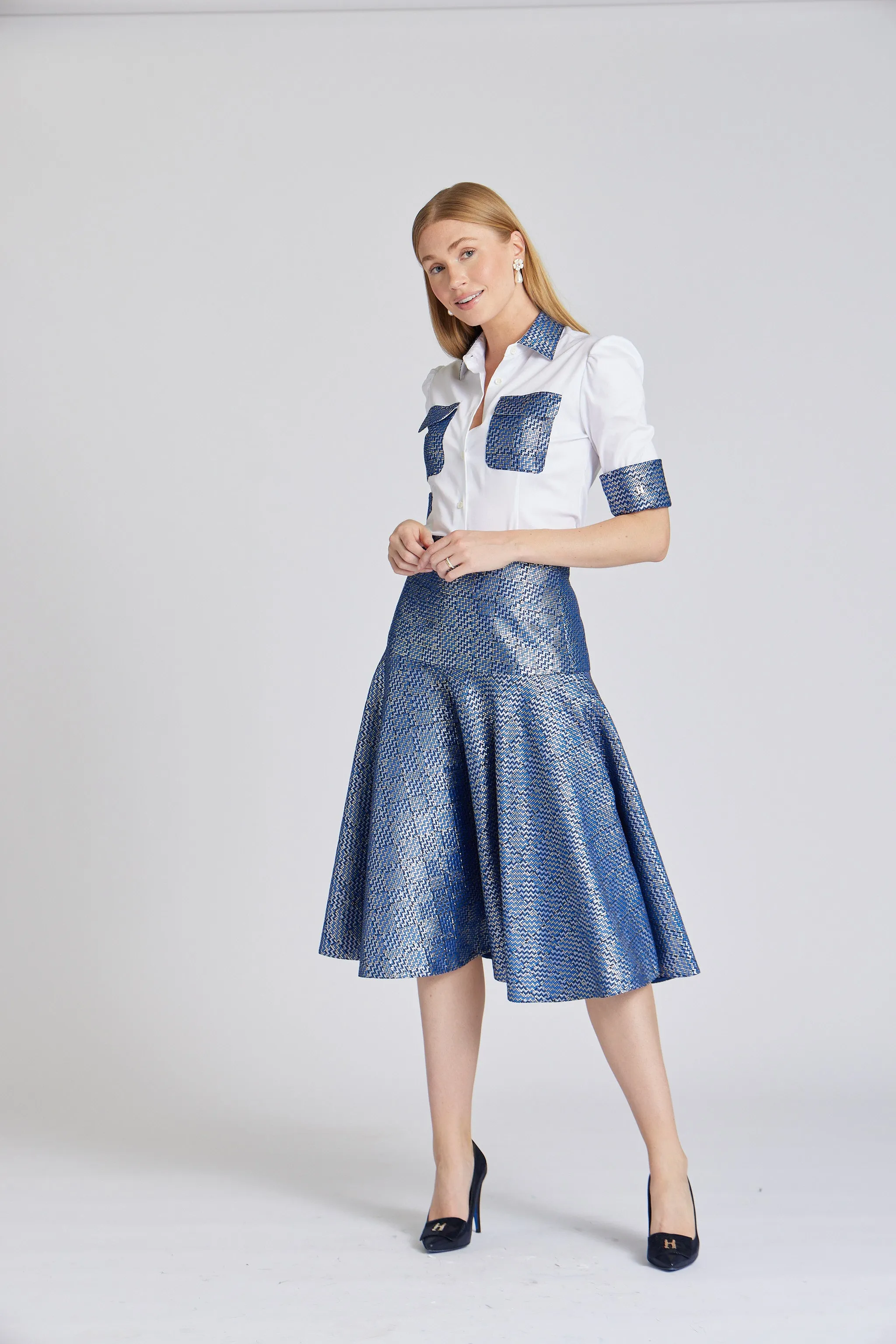 Fancy Camelia Skirt Blue Sparkle