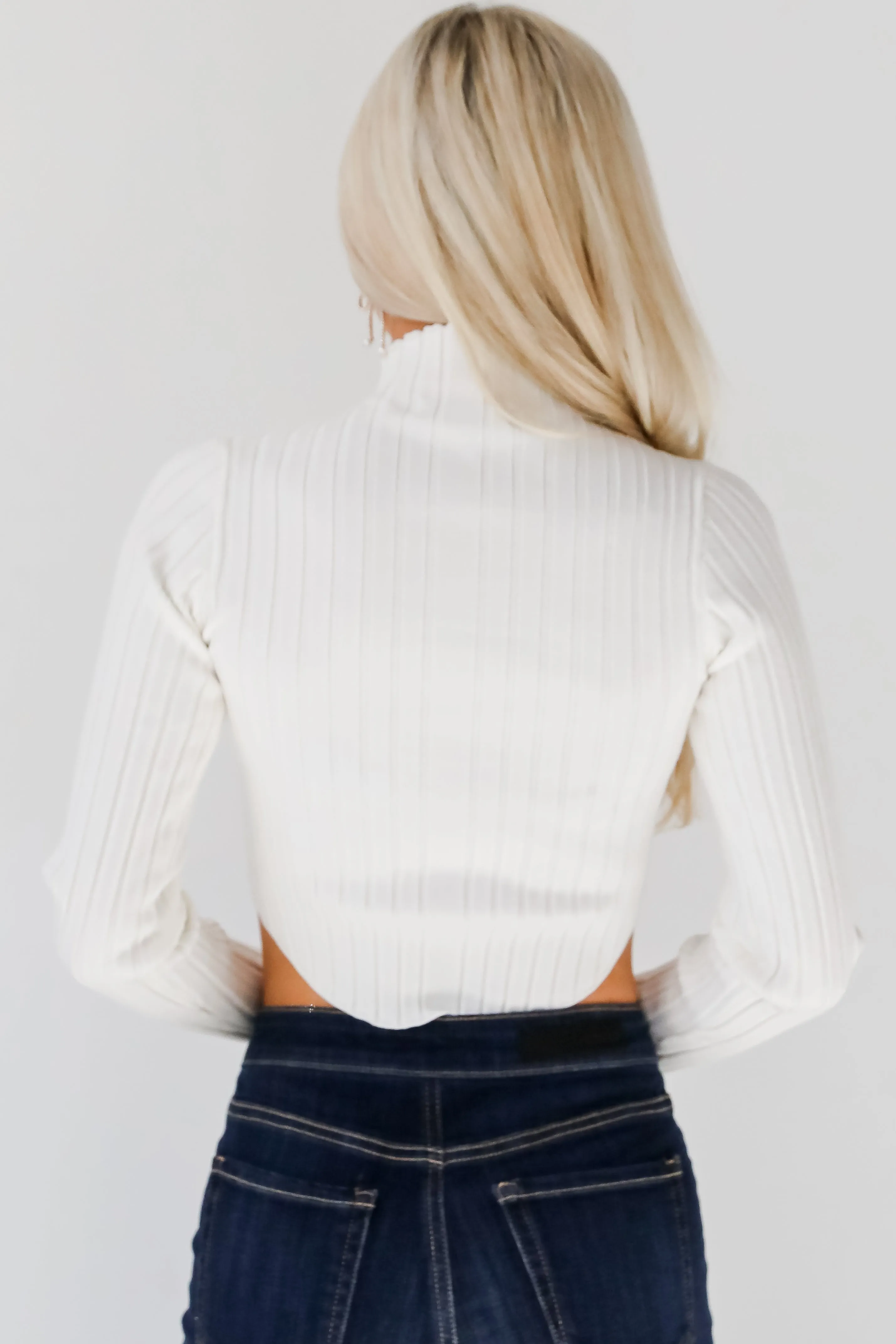 FINAL SALE - Decidedly Flirtatious Ribbed Mock Neck Top - DOORBUSTER