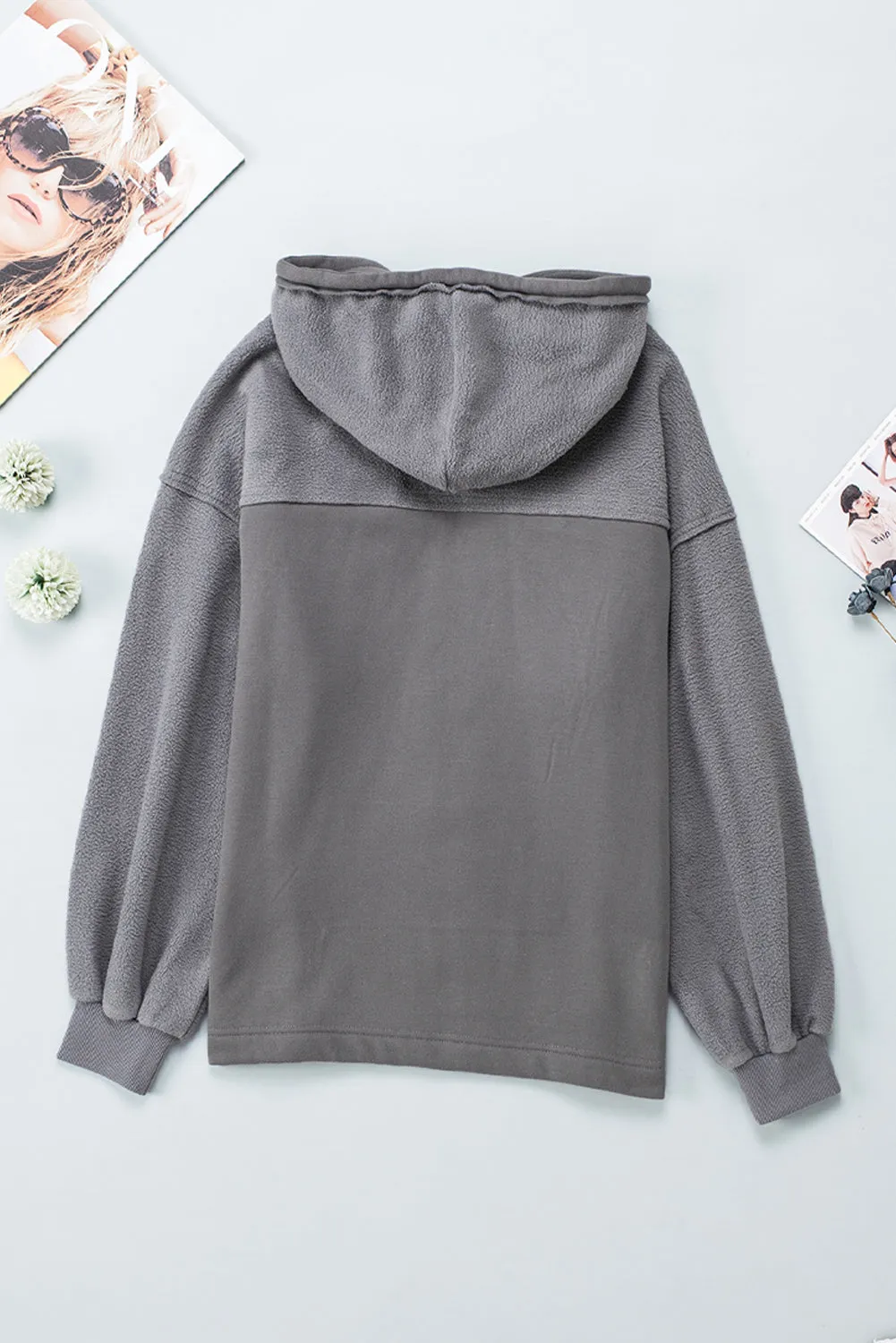 Flap Pocket Drawstring Hood Zip Up Jacket