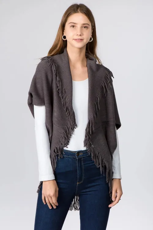 Fringed Knit Bolero Jacket