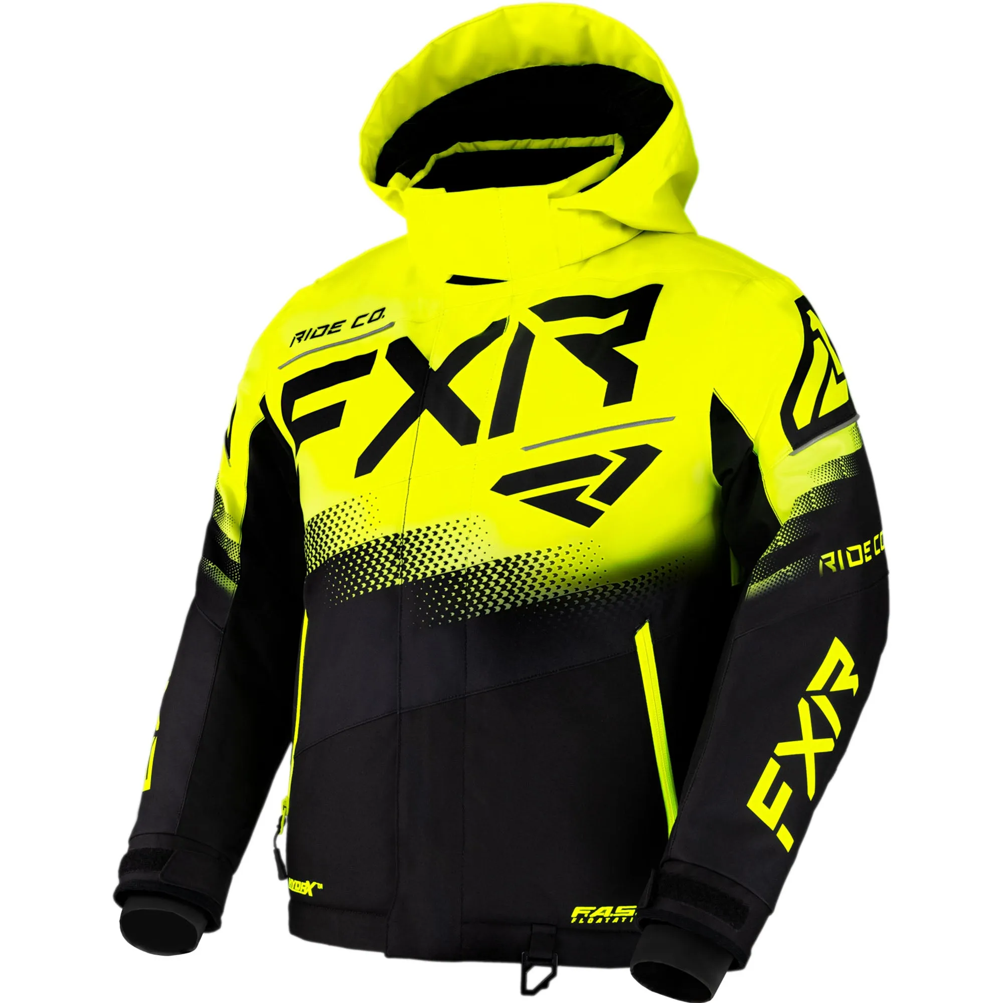 FXR  Child Boost Snowmobile Jacket Thermal Flex Insulated Knit Black Hi-Vis