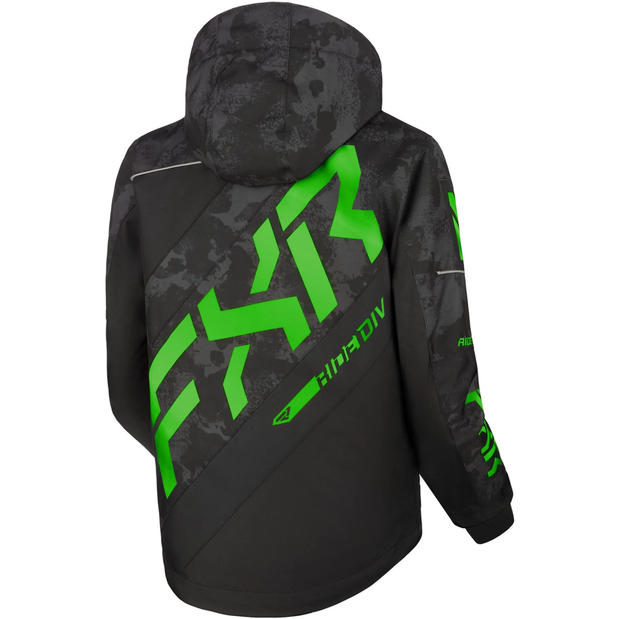 FXR Child CX Snowmobile Jacket Black Camo/Lime Green