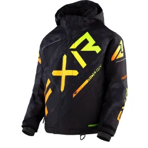 FXR  Child CX Snowmobile Jacket Winter HydrX Thermal Flex Black Camo Inferno