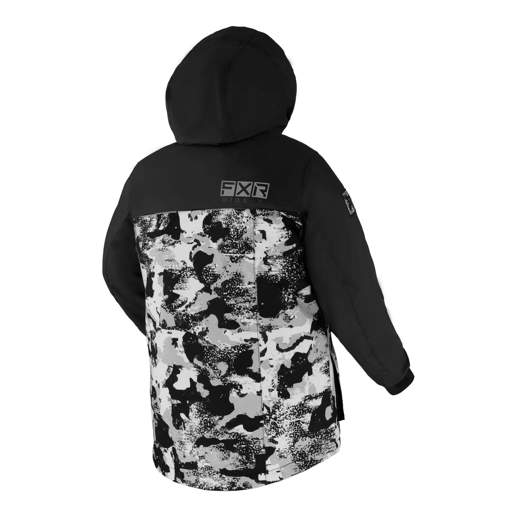 FXR  Child Kicker Snowmobile Jacket HydrX F.A.S.T. Thermal White Camo Black