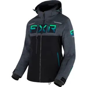 FXR Maverick Snowmobile Jacket Black/Mid Grey Heather/Mint Fade