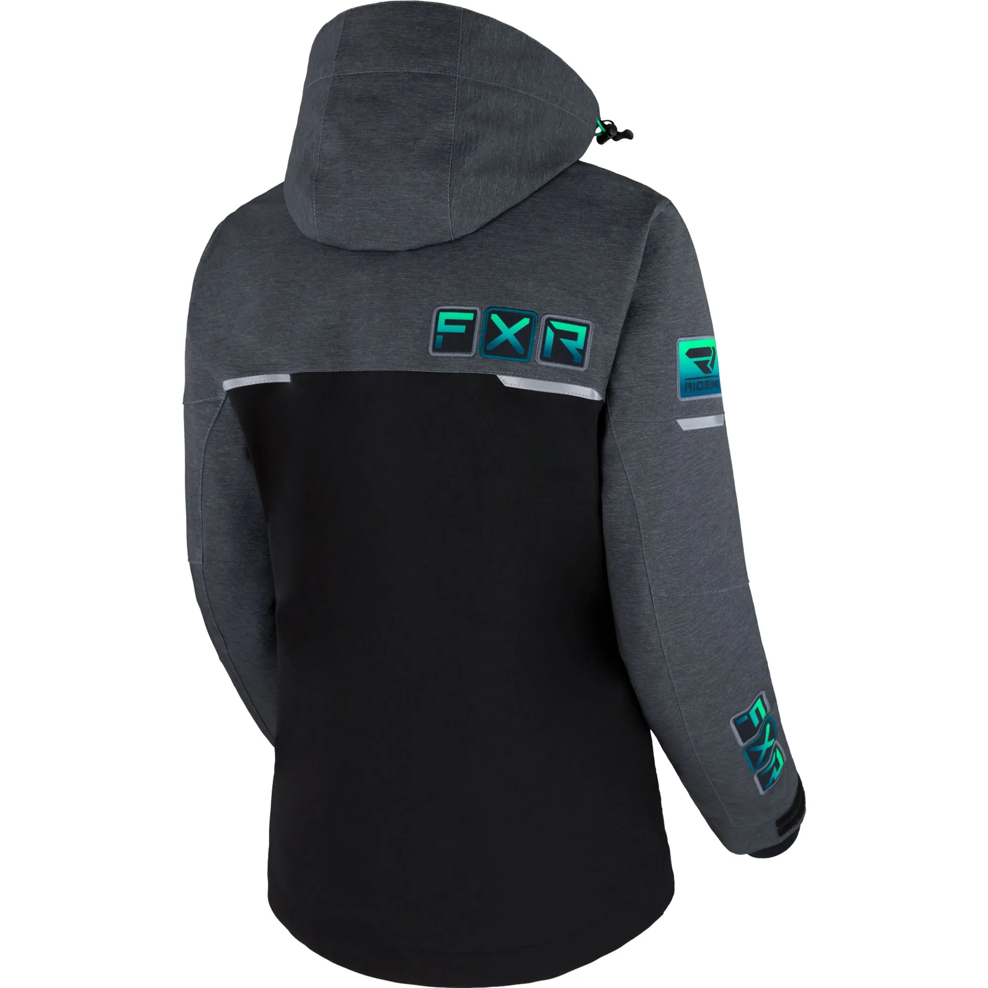 FXR Maverick Snowmobile Jacket Black/Mid Grey Heather/Mint Fade