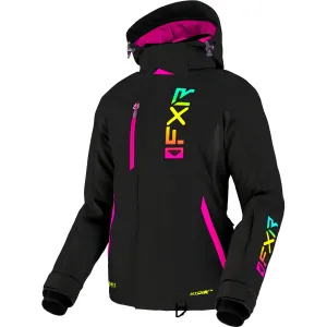 FXR  Womens Evo FX Snowmobile Jacket Snowproof Thermal Insulated Black Sherbert