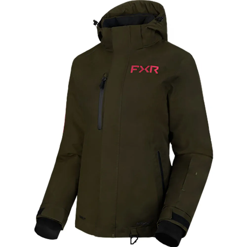 FXR Womens Fresh Snowmobile Jacket Army/Razz Green