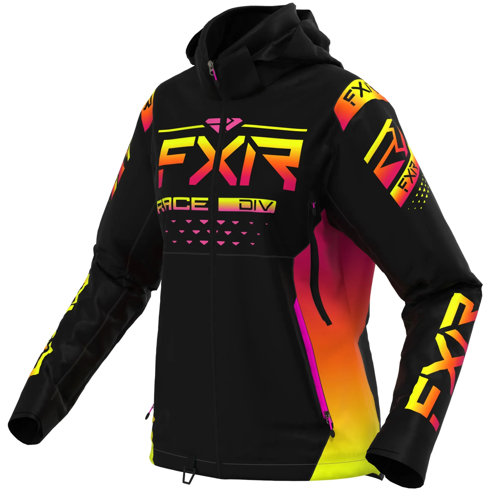 FXR Womens RRX Snowmobile Jacket Black/Neon Fusion