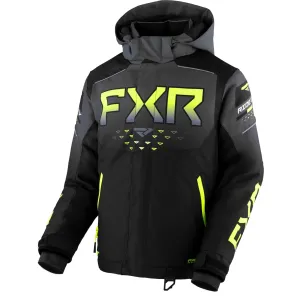 FXR Youth Helium Snowmobile Jacket Black/Charcoal Fade/HiVis Grey