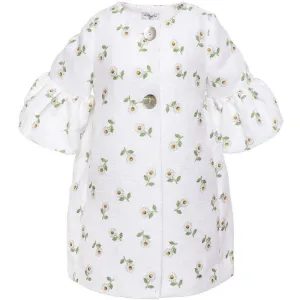 Girls White Daisy Coat