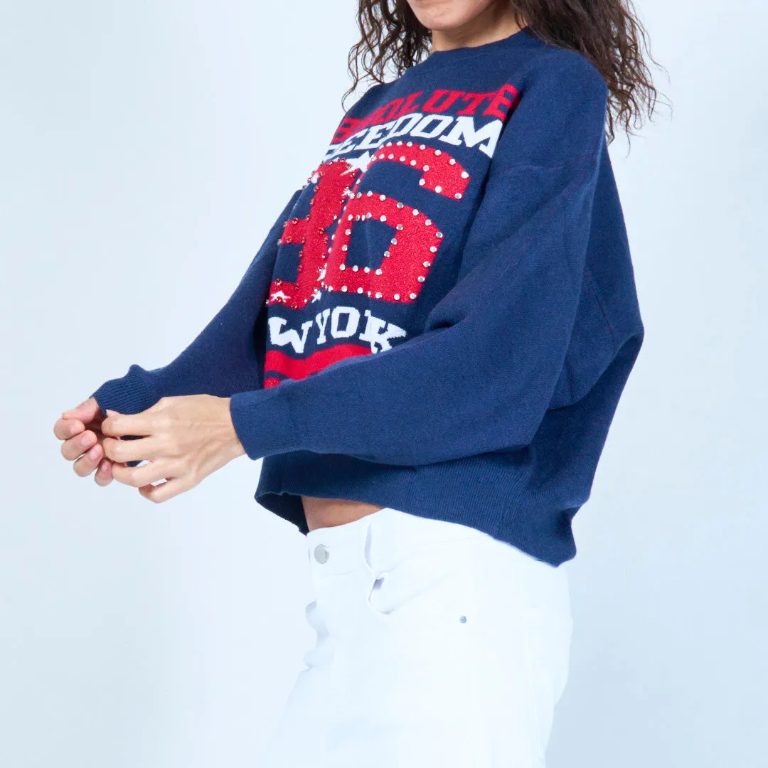 Graphic sweater with "Absolute Freedom 96" design wholesale