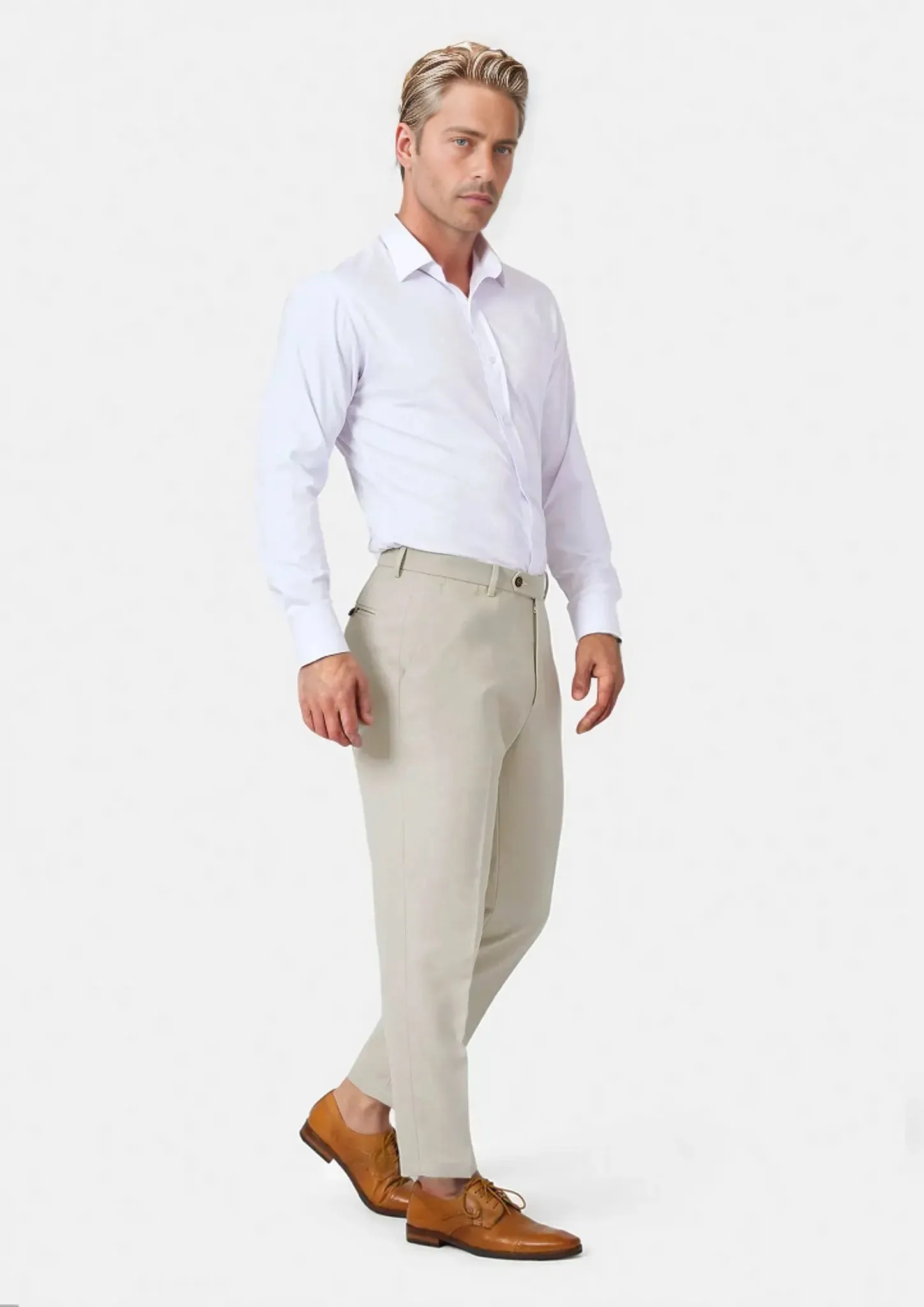 Ivory Cotton Chino Pants